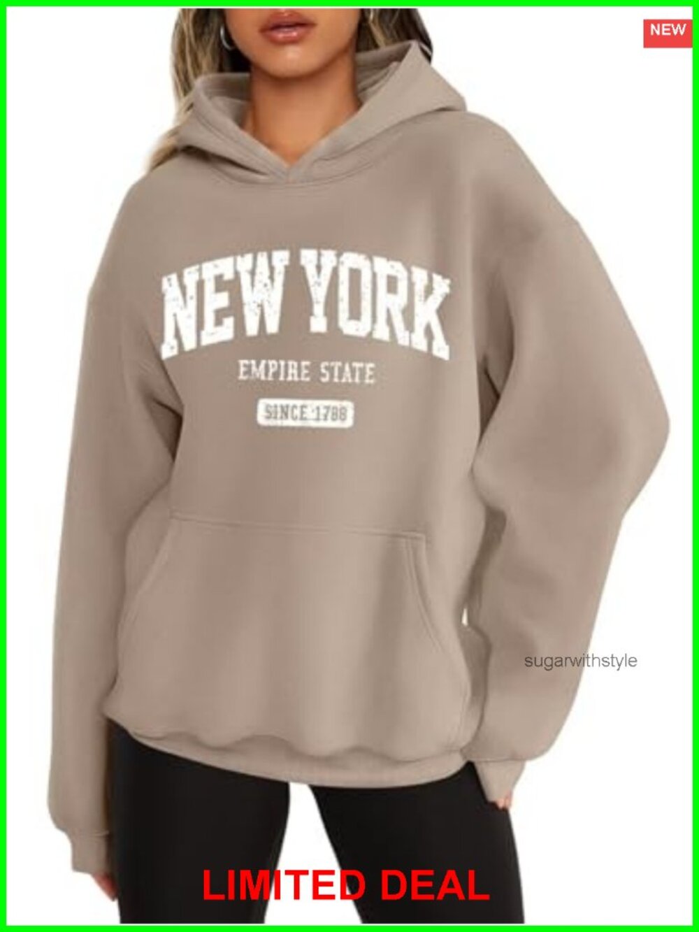 Oversized Graphic Print Hoodie Fleece Pullover with Pocket